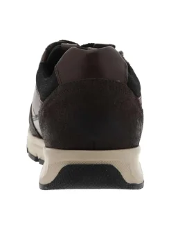 Baskets running chocolat à talon plat avec une fermeture à lacets avec un zip