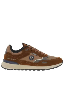 Baskets running cognac pourvues de lacets avec semelle à talon plat