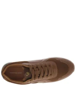 Baskets running cognac à talon plat avec des lacets et logo cousu