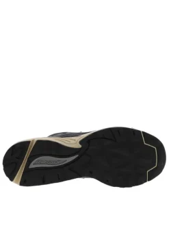 Baskets running en cuir anthracite avec semelle à talon plat et à lacets