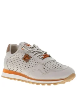 Baskets running en cuir blanches à talon plat avec des aérations sur le pourtour