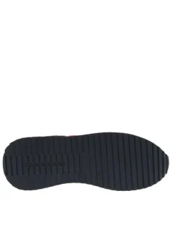 Baskets running en cuir bleu marine à semelle plateau et à lacets plats