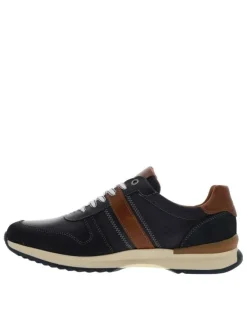 Baskets running en cuir bleu marine à talon plat avec des lacets tressés