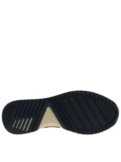 Baskets running en cuir bleu marine à talon plat avec des lacets tressés