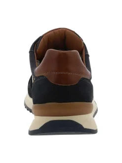 Baskets running en cuir bleu marine à talon plat avec des lacets tressés