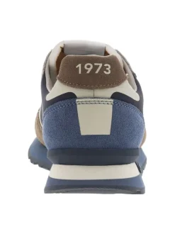 Baskets running en cuir bleu marine à talon plat avec des lacets tressés