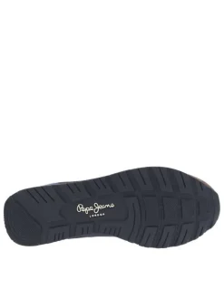 Baskets running en cuir bleu marine à talon plat avec des lacets tressés