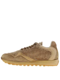 Baskets running en cuir brunes à talon plat et à lacets ronds