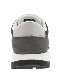 Baskets running en cuir grises avec des empiècements en cuir nubuck