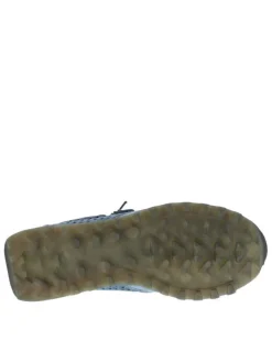 Baskets running en cuir indigo à talon plat avec des aérations sur le pourtour