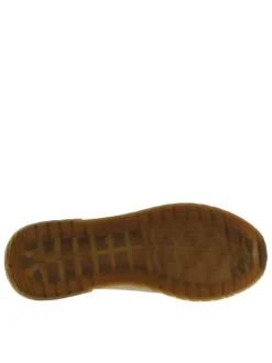Baskets running en cuir kaki à talon plat avec des lacets écrus