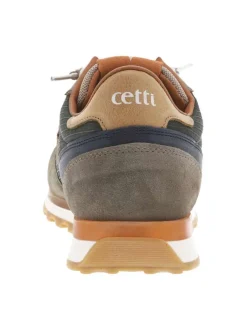 Baskets running en cuir kaki à talon plat et à lacets élastiqués bicolores