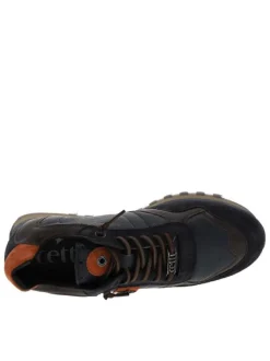 Baskets running en cuir marine avec semelle à talon plat et lacets élastiqués