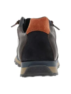 Baskets running en cuir marine avec semelle à talon plat et lacets élastiqués