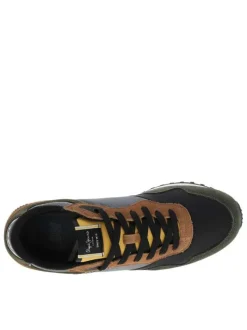 Baskets running en cuir multicolores avec semelle à talon plat et lacets