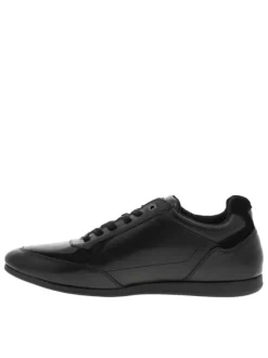 Baskets running en cuir noires avec semelle à talon plat et glissière