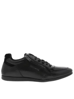 Baskets running en cuir noires avec semelle à talon plat et glissière