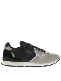 Baskets running en cuir noires avec semelle à talon plat et lacets