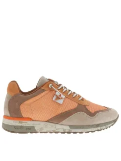 Baskets running en cuir orange à talon plat et à lacets élastiqués avec noeuds