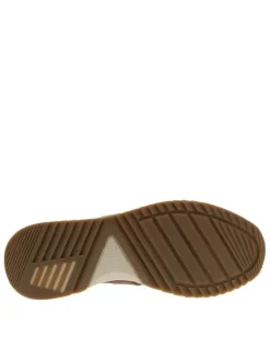 Baskets running en cuir tan à talon plat avec des lacets et un et zip latéral