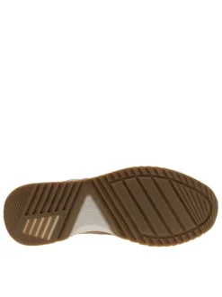 Baskets running en cuir taupe à talon plat avec des lacets tressés