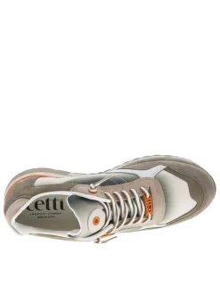 Baskets running en cuir taupe à talon plat et à lacets élastiqués bicolores