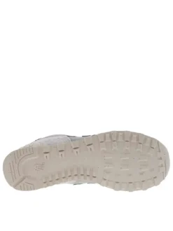 Baskets running grises claires en suède avec des lacets plats tressés blancs