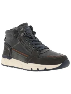 Baskets running grises à talon plat avec un zip et des lacets ronds