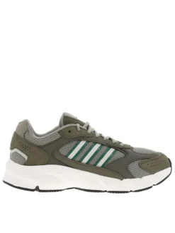 Baskets running kaki à talon plat et à lacets ronds avec logo vert