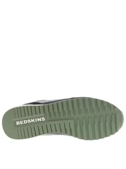 Baskets running marine à talon plat avec empiècements écrus et verts