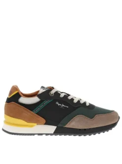 Baskets running multicolores à talon plat et à lacets plats gris