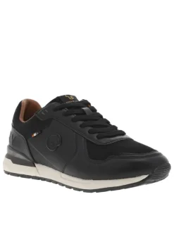 Baskets running noires à talon plat avec des lacets et logo cousu