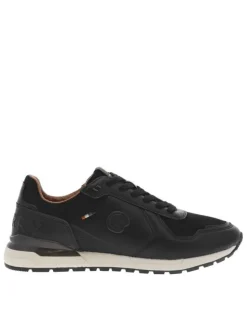 Baskets running noires à talon plat avec des lacets et logo cousu