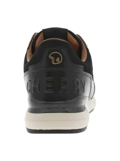 Baskets running noires à talon plat avec des lacets et logo cousu