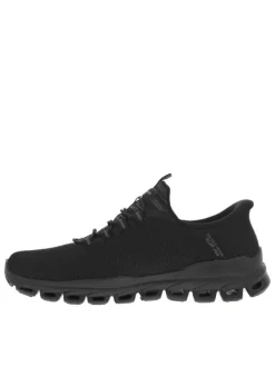 Baskets running noires à talon plat pourvues de lacets élastiqués