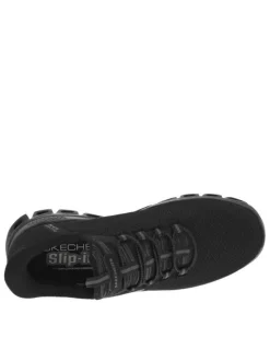 Baskets running noires à talon plat pourvues de lacets élastiqués