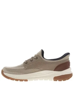 Baskets running taupe avec le devant en maille et à semelle plate