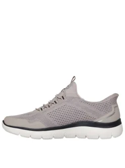 Baskets running taupe à semelle plate avec une fermeture slip-on