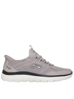Baskets running taupe à semelle plate avec une fermeture slip-on