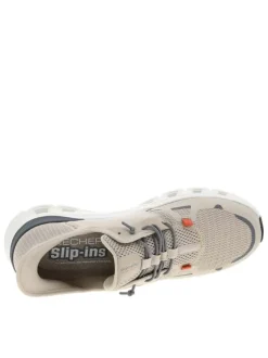 Baskets running taupe à semelle plate avec une fermeture slip-on