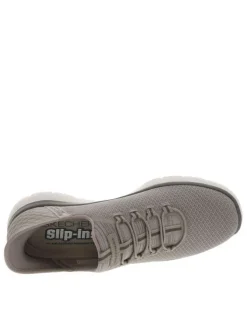 Baskets running taupes à lacets ronds décoratifs et à fermeture slip-on