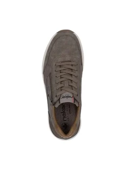 Baskets running taupe à talon plat avec des lacets et un zip latéral
