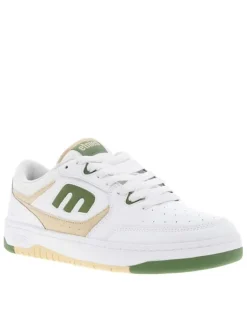 Baskets skate blanches à talon plat avec un logo en relief au talon