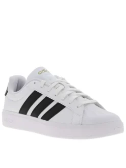 Baskets skate blanches à talon plat avec un logo en relief au talon