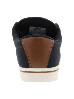 Baskets skate bleu marine avec un talon plat et des lacets ronds marron