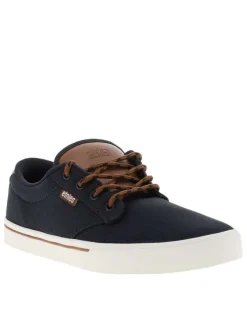 Baskets skate bleu marine avec un talon plat et des lacets ronds marron