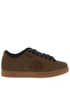 Baskets skate brunes à talon plat à lacets tressés avec une languette épaisse