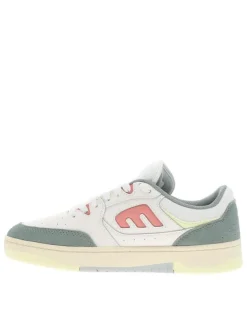 Baskets skate en cuir blanches avec un talon plat et des lacets