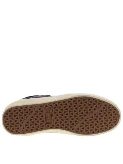 Baskets skate en cuir bleu marine avec un talon plat et des lacets