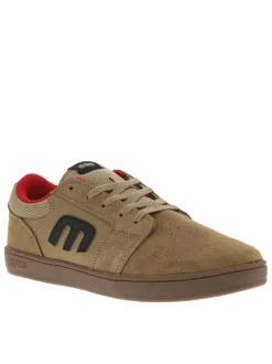 Baskets skate en cuir camel à talon plat avec logos noirs et semelle marron